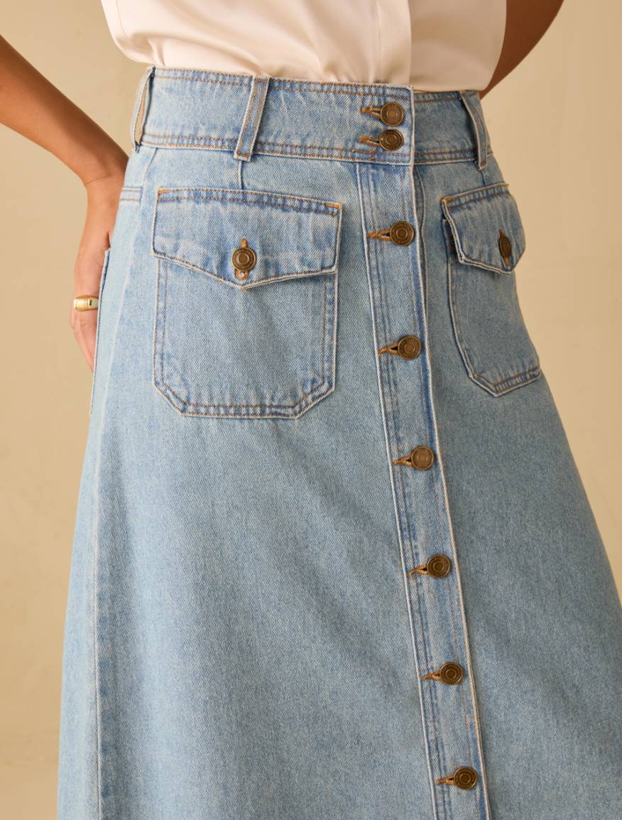 Long denim skirt - BLUE JEANS - Pennyblack - 4