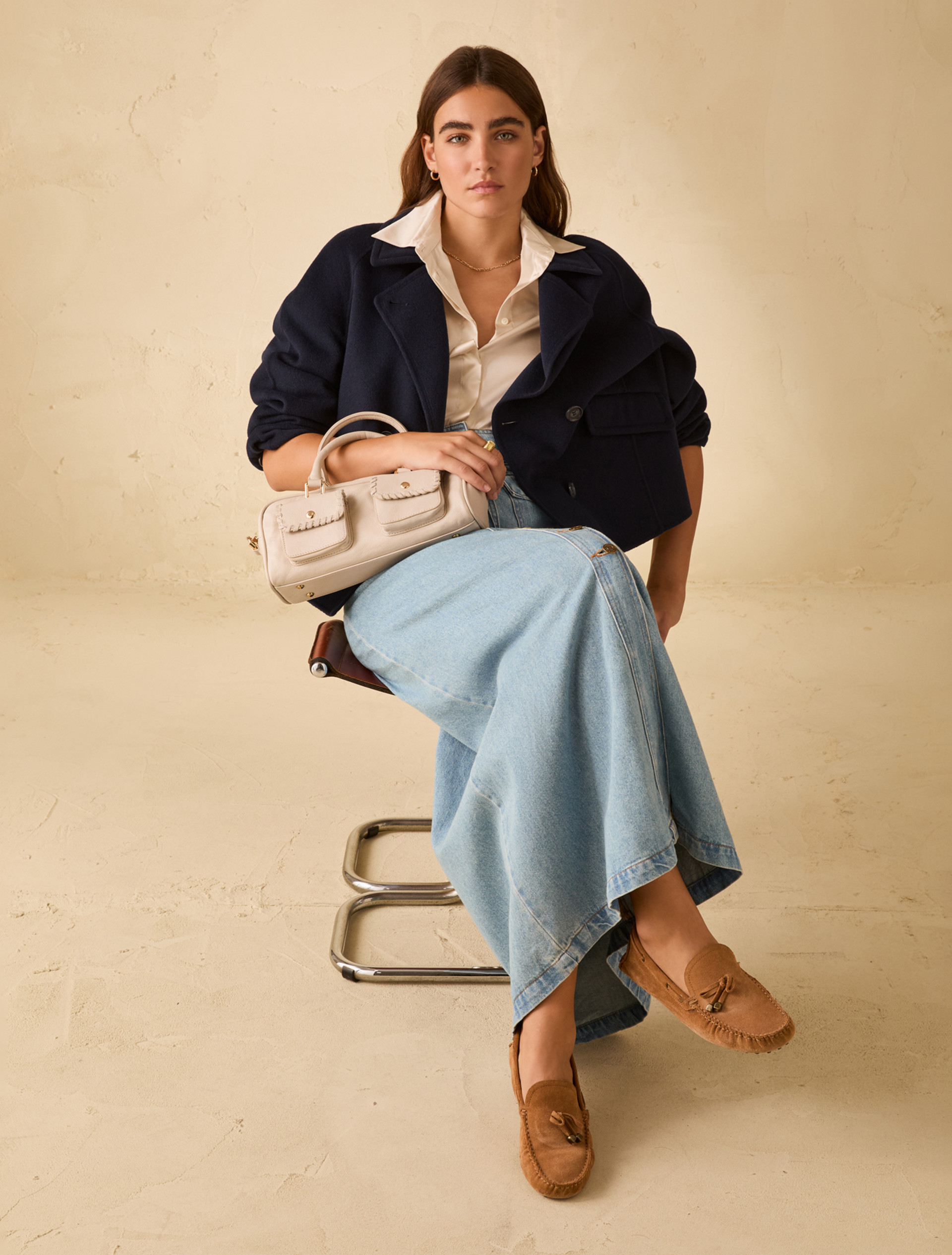 Long denim skirt - BLUE JEANS - pennyblack