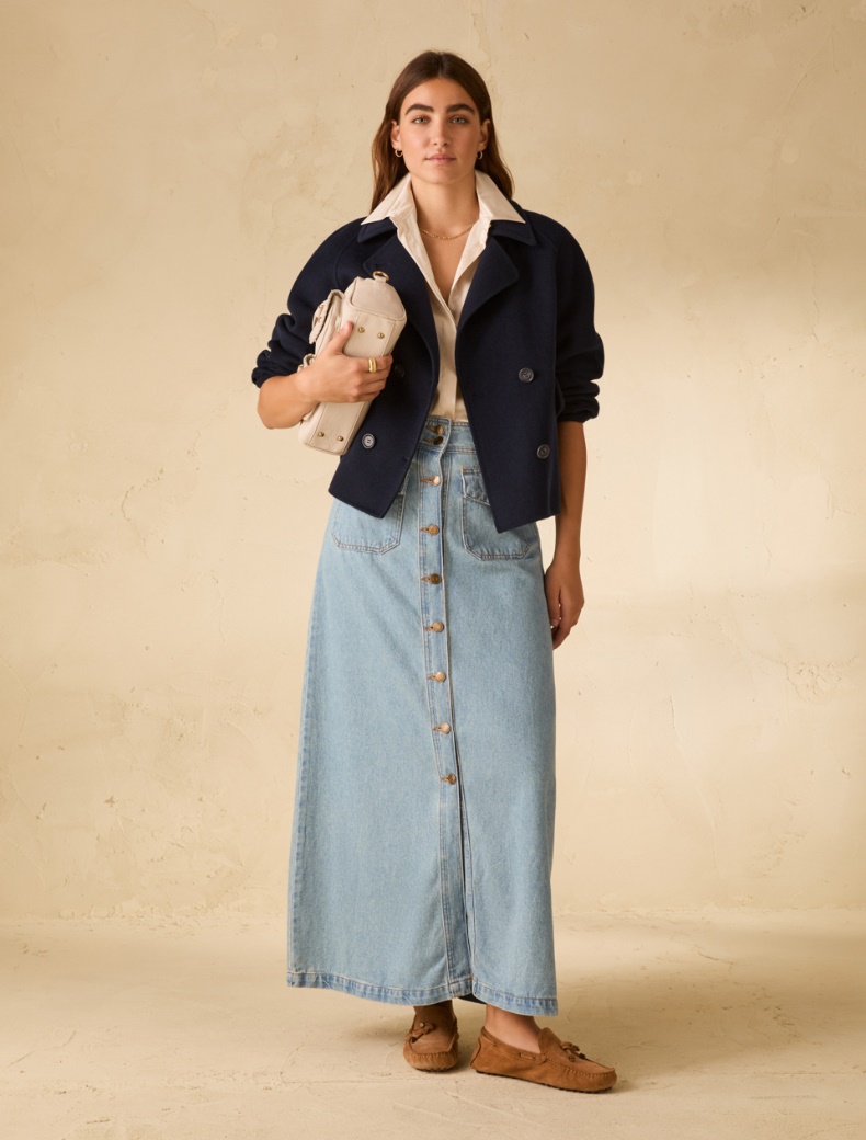 Long denim skirt - BLUE JEANS - pennyblack