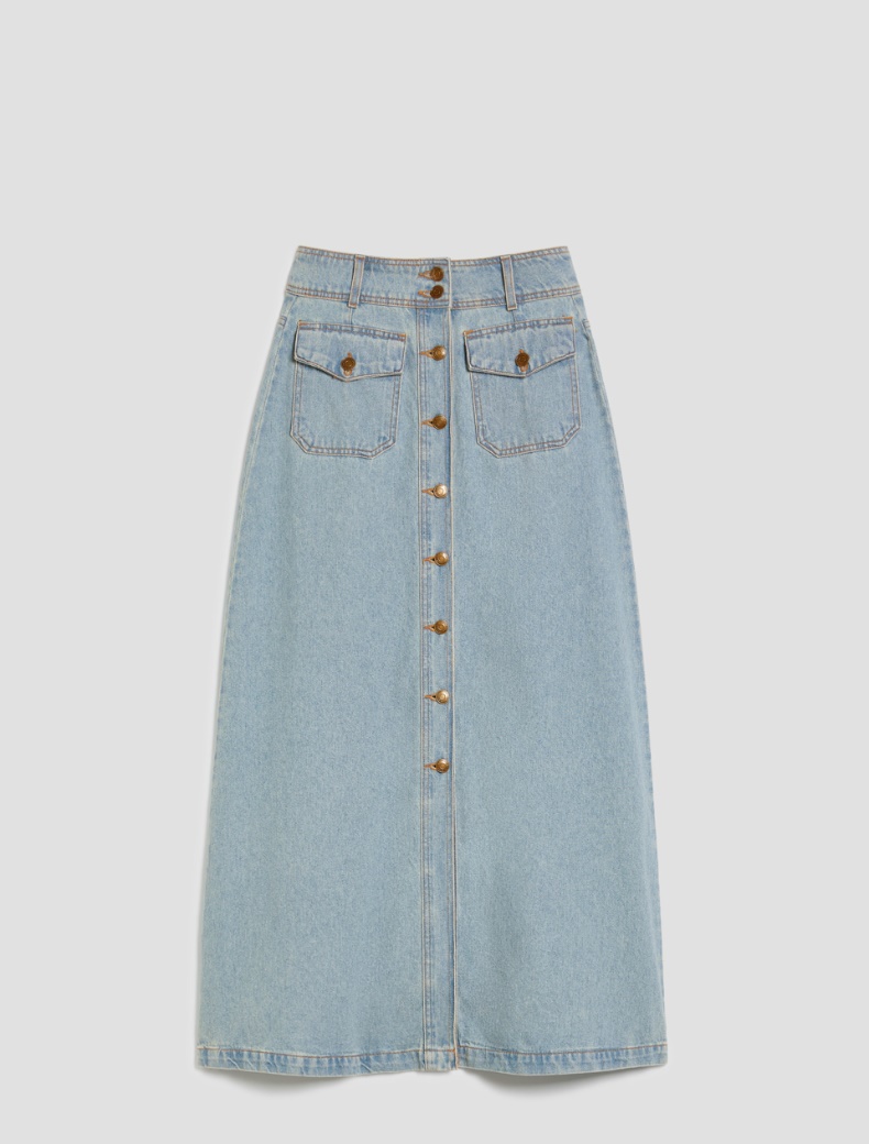 Long denim skirt - BLUE JEANS - pennyblack