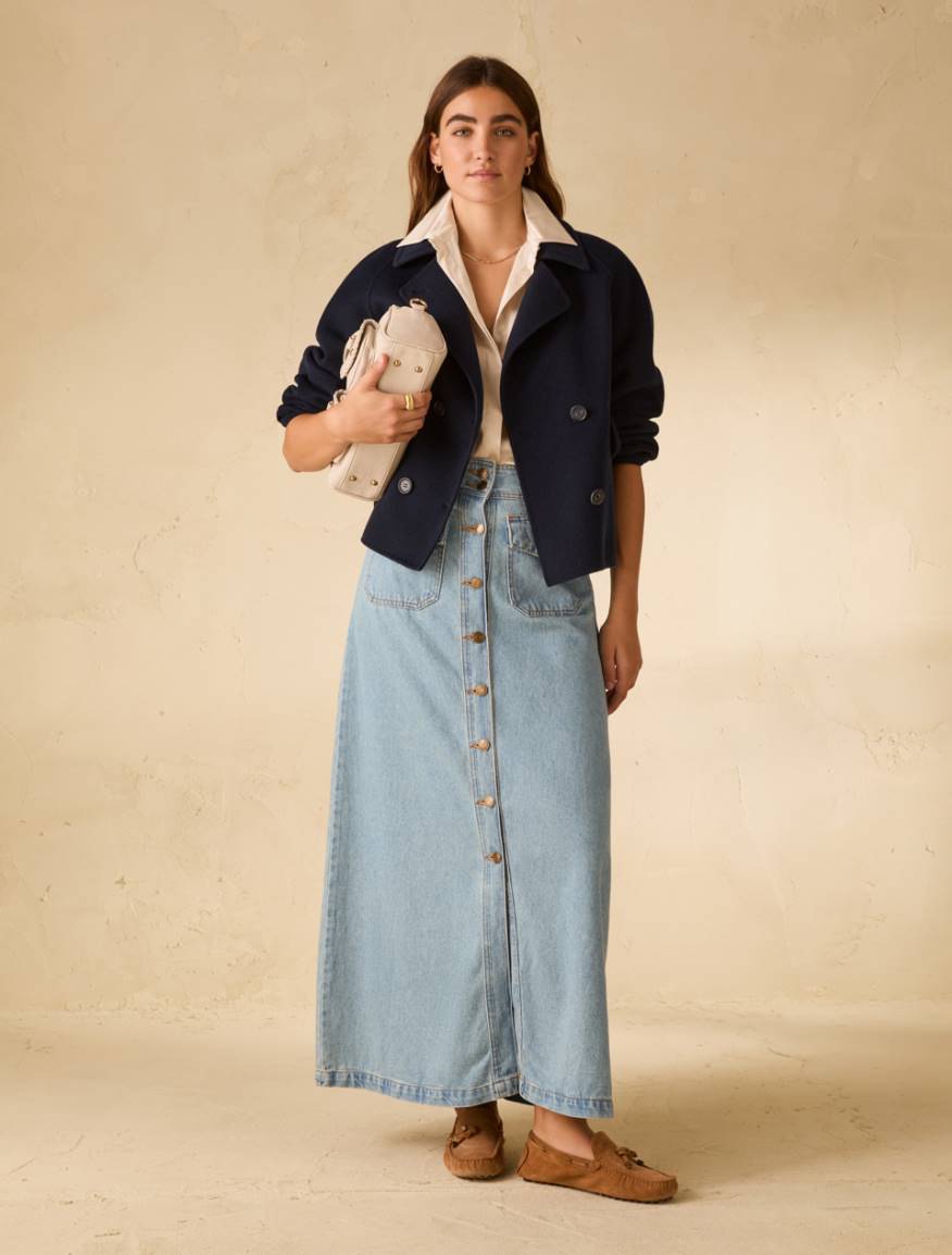 Long denim skirt - BLUE JEANS - Pennyblack