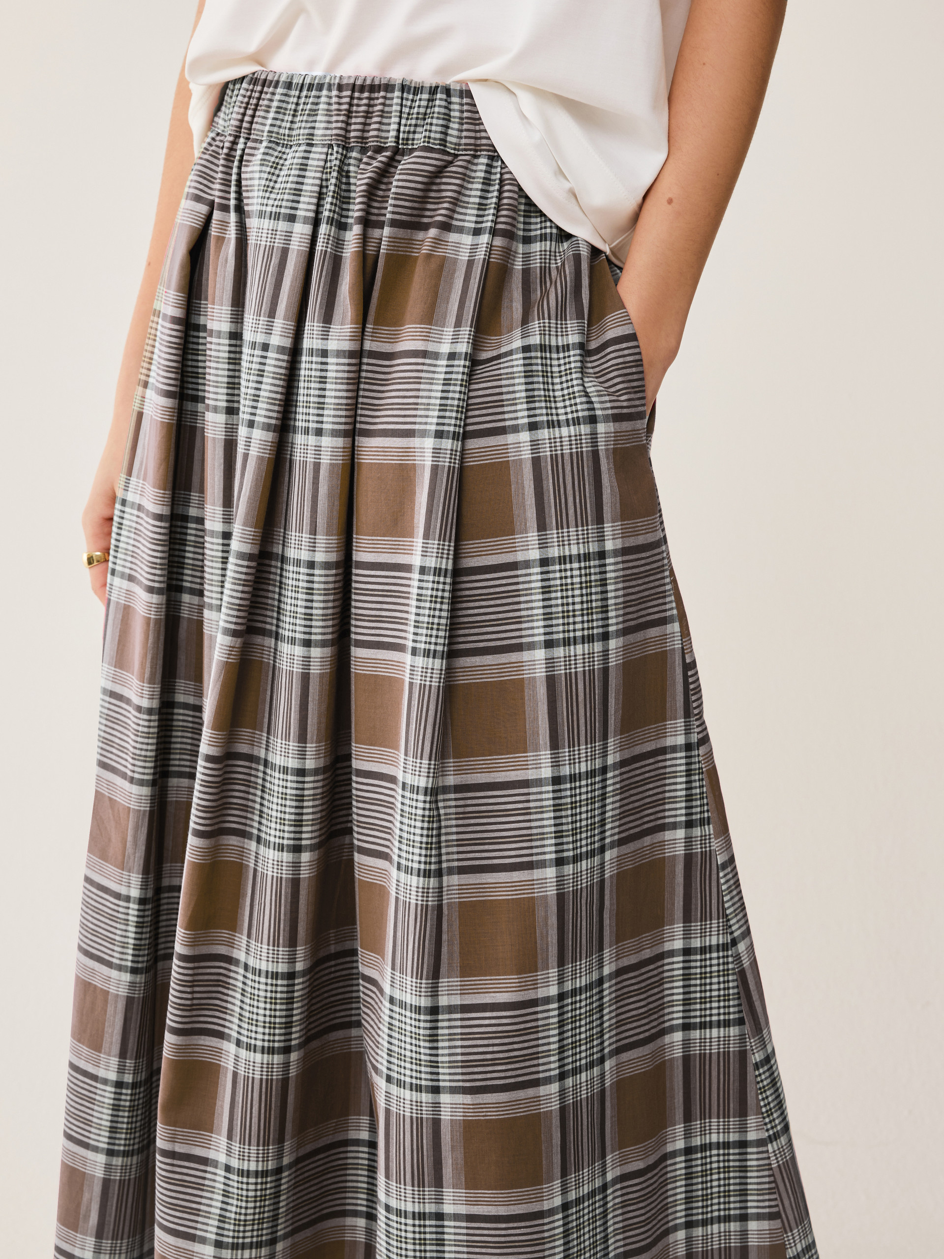 Cotton voile midi skirt - TOBACCO BROWN - pennyblack