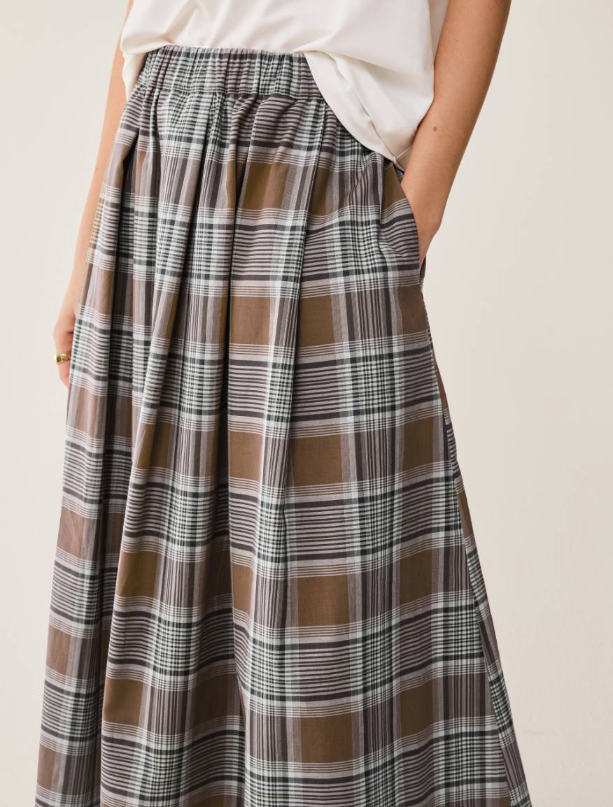 Cotton voile midi skirt - TOBACCO BROWN - Pennyblack - 4