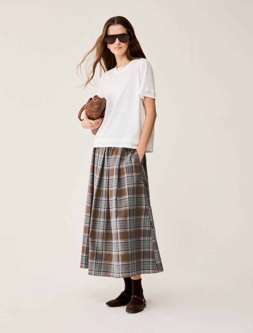 Cotton voile midi skirt - TOBACCO BROWN - Pennyblack - 5