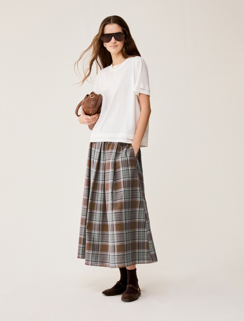 Cotton voile midi skirt - TOBACCO BROWN - pennyblack