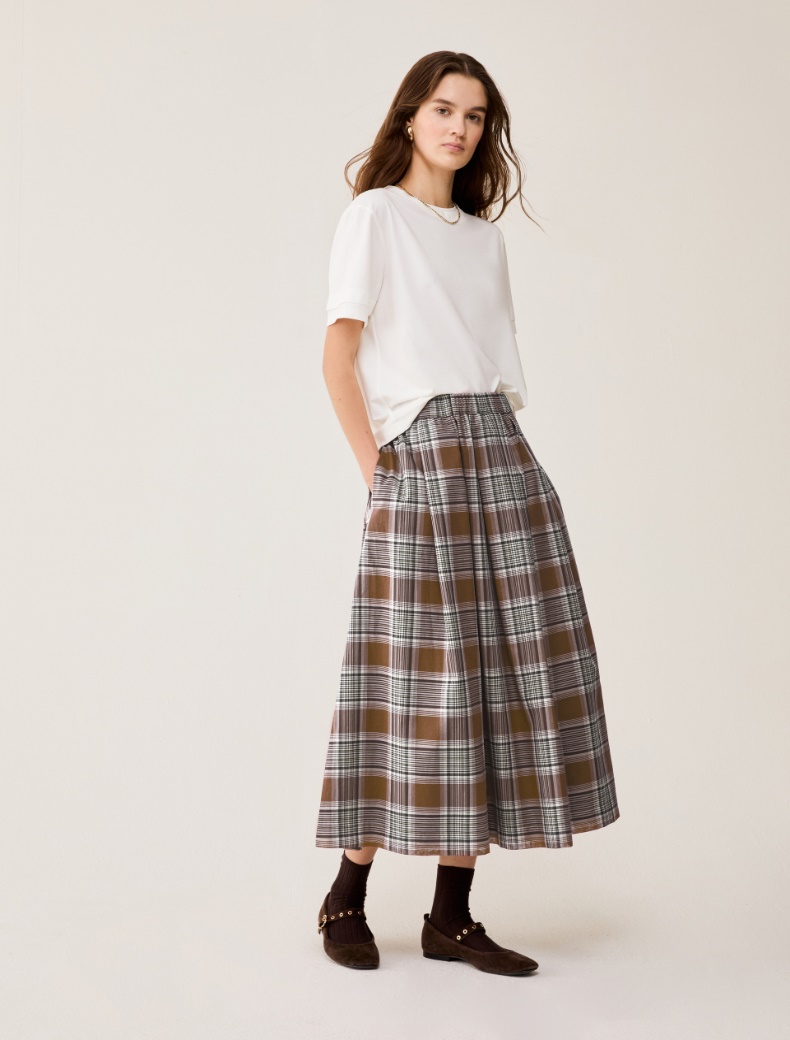 Cotton voile midi skirt - TOBACCO BROWN - pennyblack