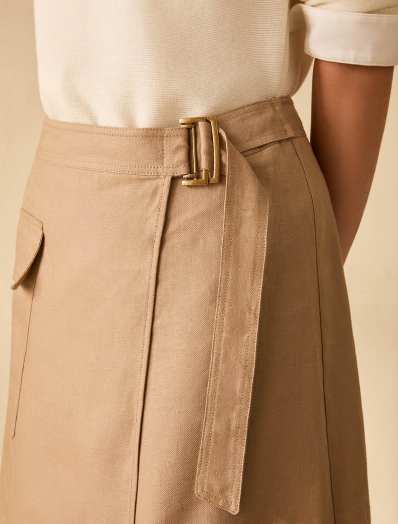 Linen twill skirt - BEIGE - pennyblack