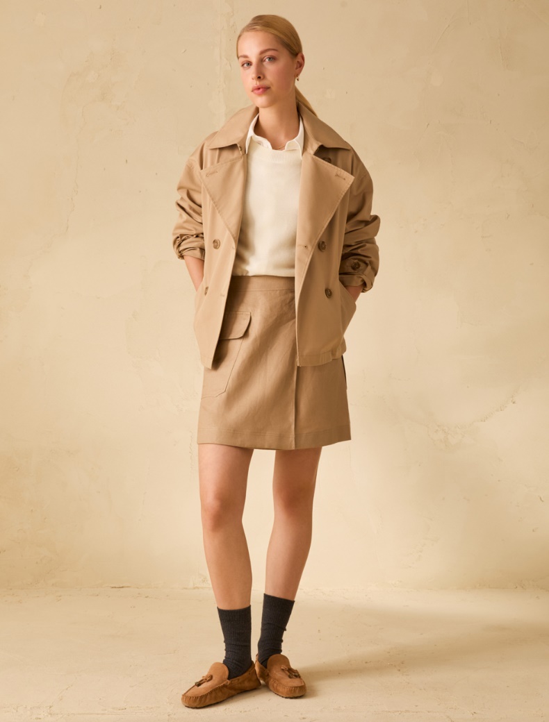 Linen twill skirt - BEIGE - pennyblack