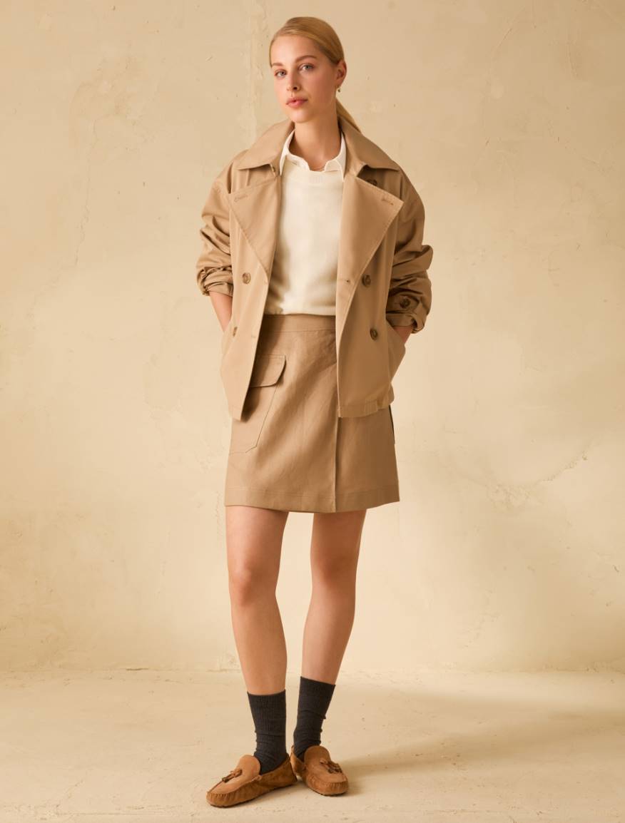 Linen twill skirt - BEIGE - Pennyblack