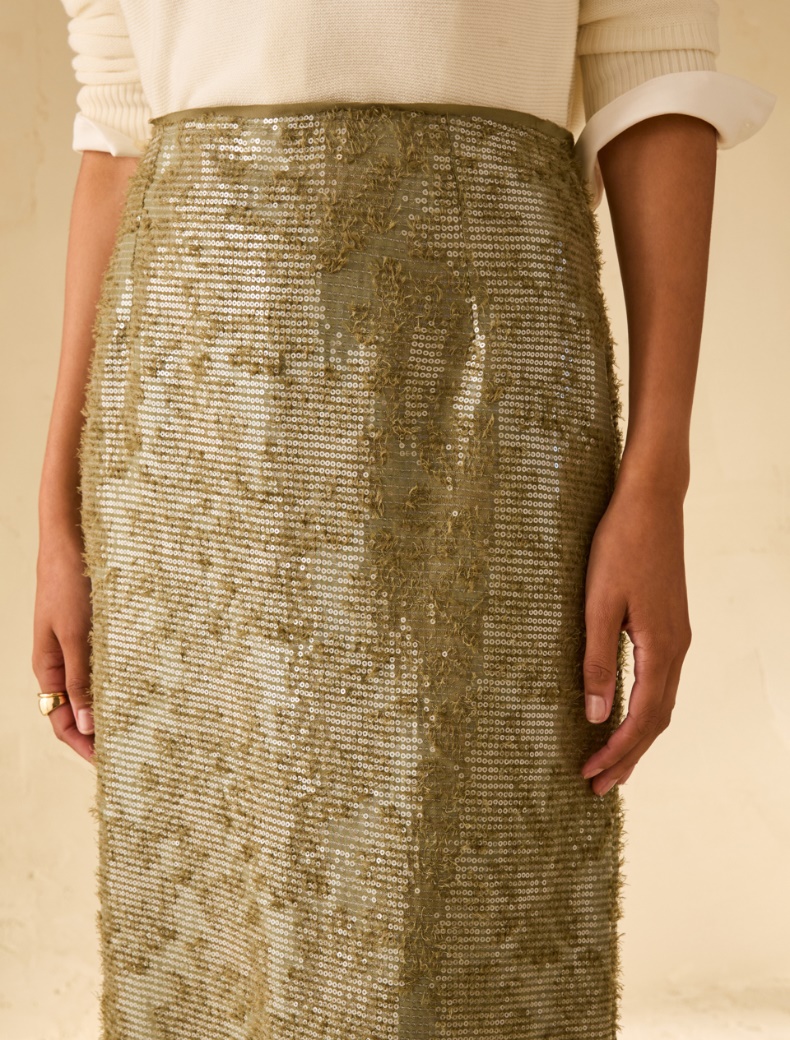 Fil coupé skirt with sequins - GREEN - pennyblack