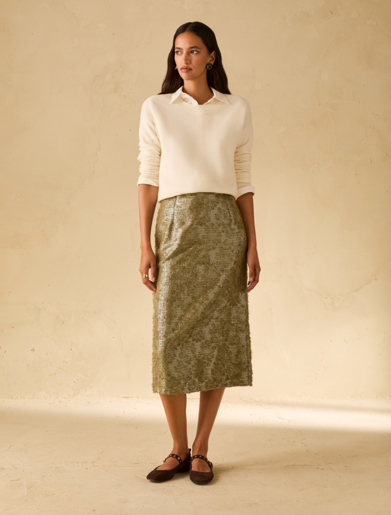 Fil coupé skirt with sequins Fil coupé skirt with sequins - GREEN - pennyblack