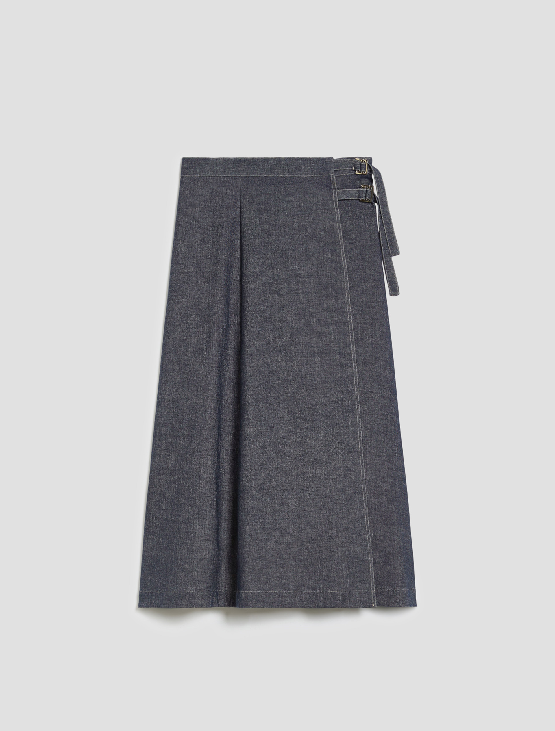Linen and cotton midi skirt - NAVY - pennyblack
