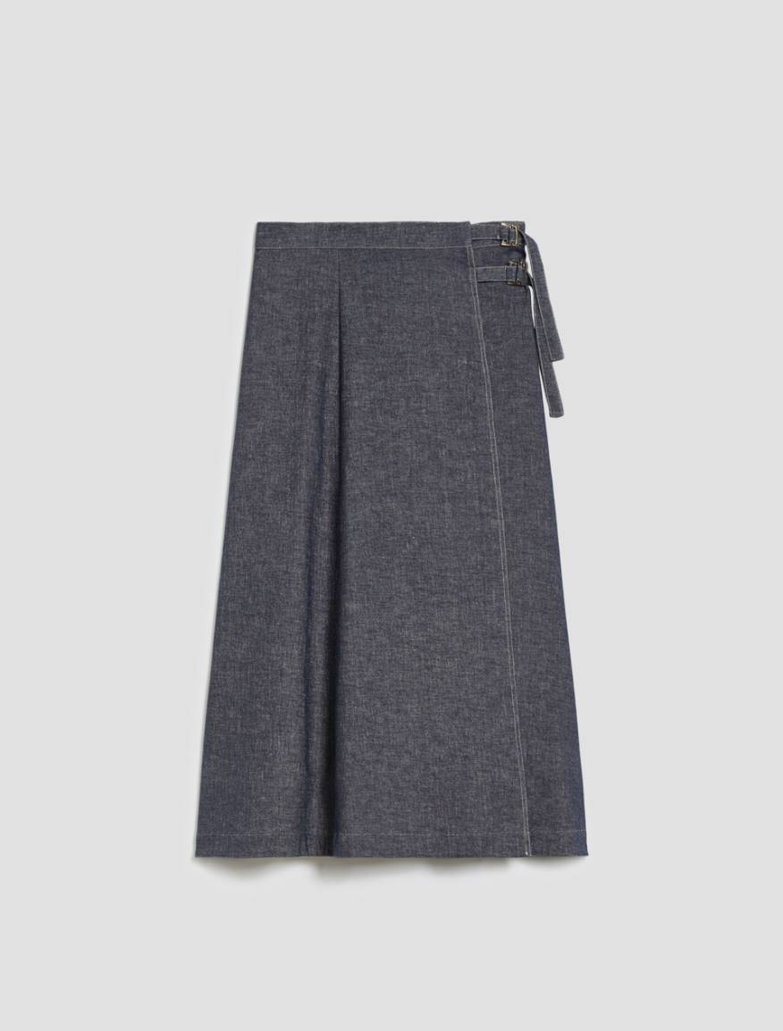 Linen and cotton midi skirt - NAVY - Pennyblack - 2