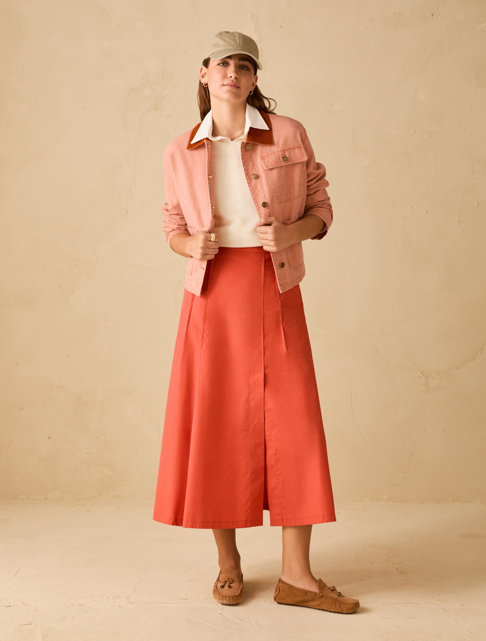 Poplin midi skirt - LOBSTER - pennyblack