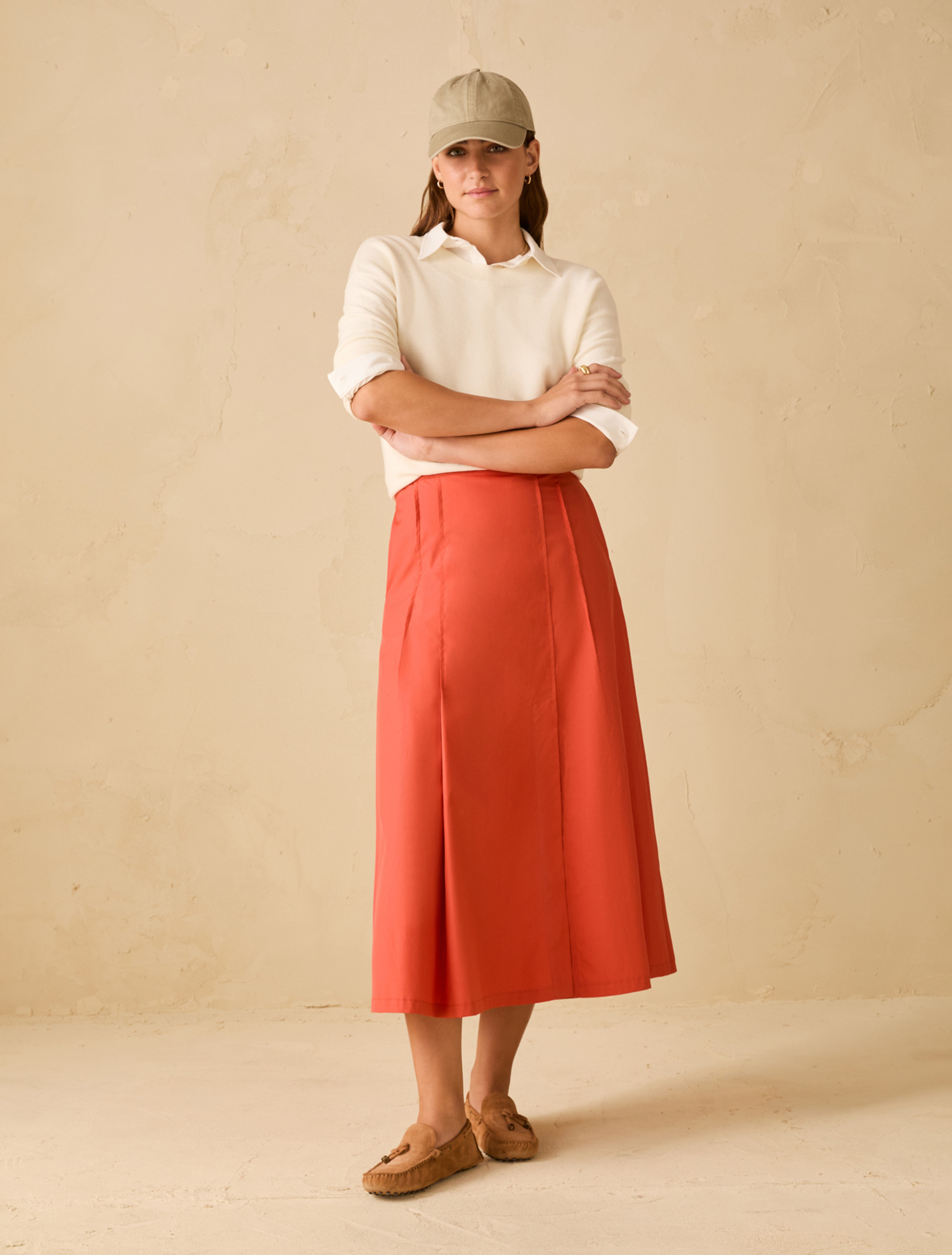 Poplin midi skirt - LOBSTER - pennyblack