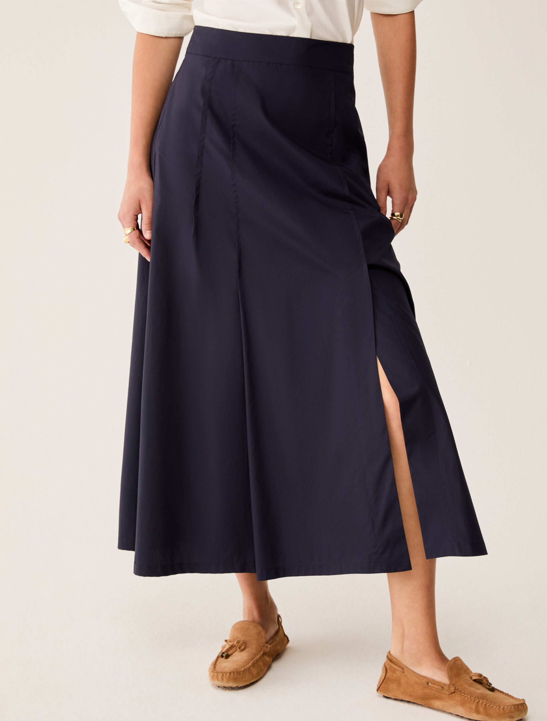 Poplin midi skirt - NAVY - pennyblack