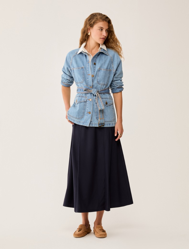 Poplin midi skirt - NAVY - pennyblack