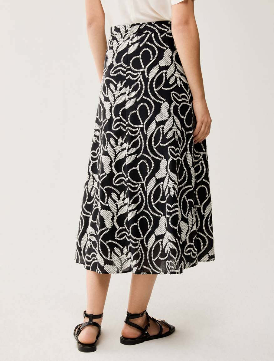 Midi skirt in embroidered muslin - BLACK - Pennyblack - 3