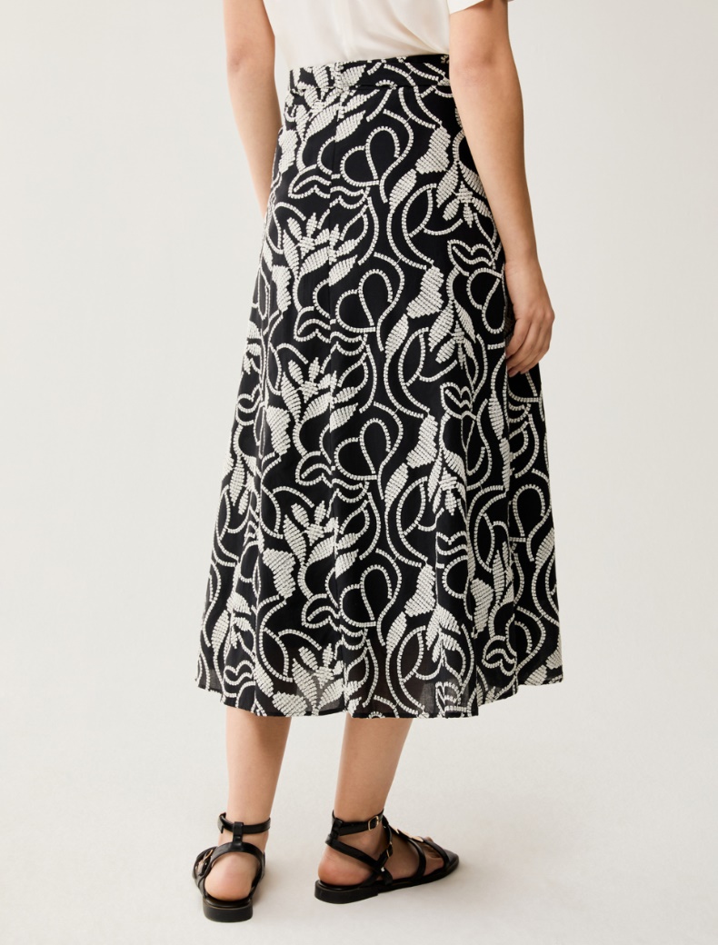 Midi skirt in embroidered muslin - BLACK - pennyblack