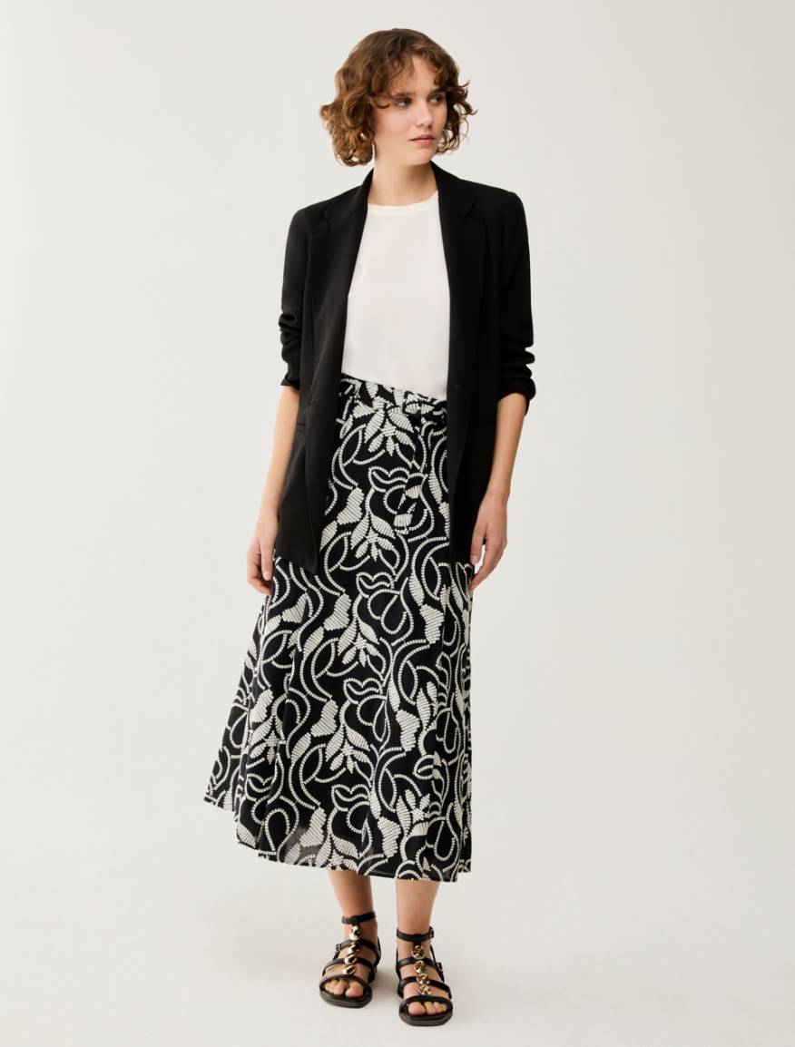 Midi skirt in embroidered muslin - BLACK - Pennyblack