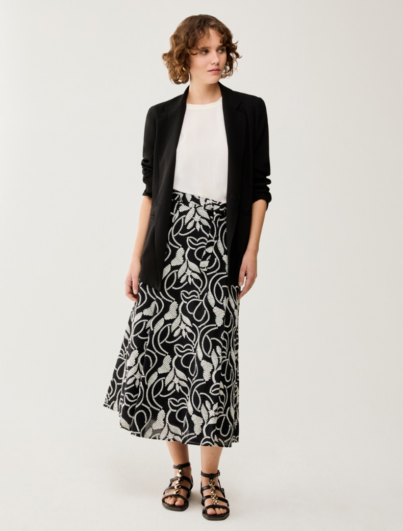 Midi skirt in embroidered muslin - BLACK - pennyblack