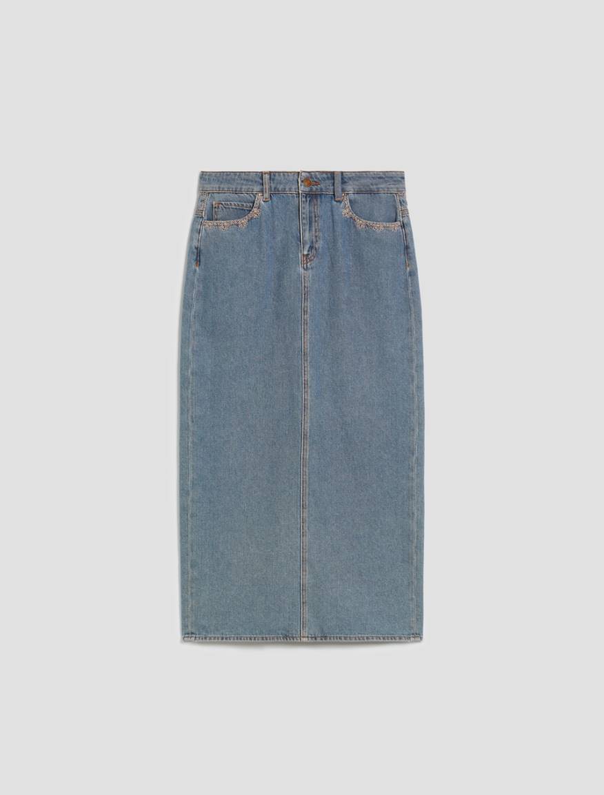 Denim skirt with embroidery - BLUE JEANS - Pennyblack - 2