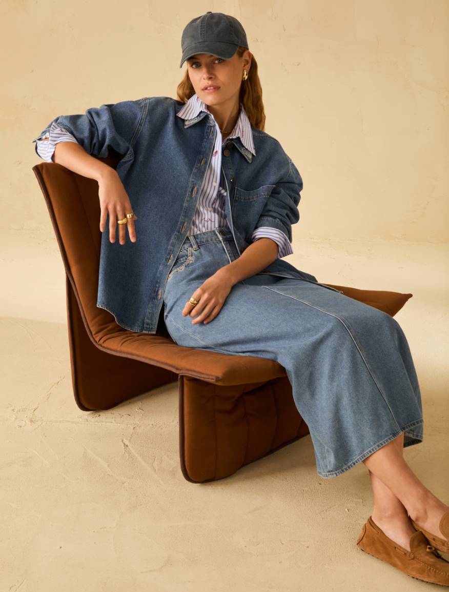 Denim skirt with embroidery - BLUE JEANS - Pennyblack - 5