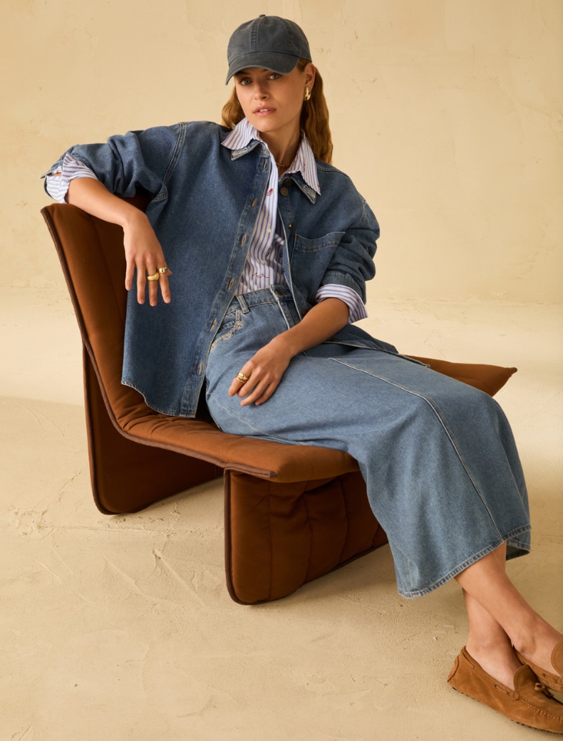 Denim skirt with embroidery - BLUE JEANS - pennyblack