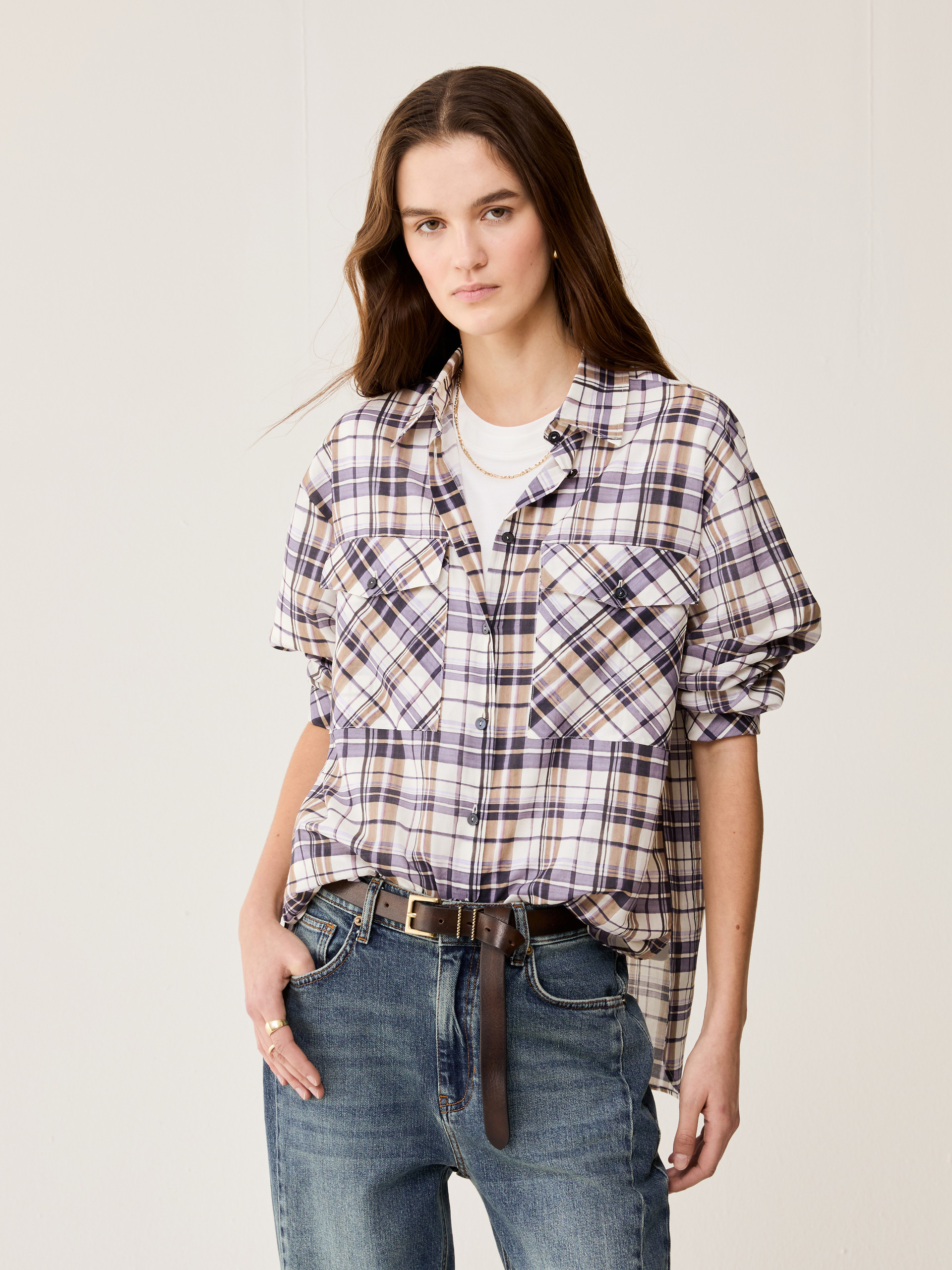 Oversized voile shirt - INDIGO - pennyblack