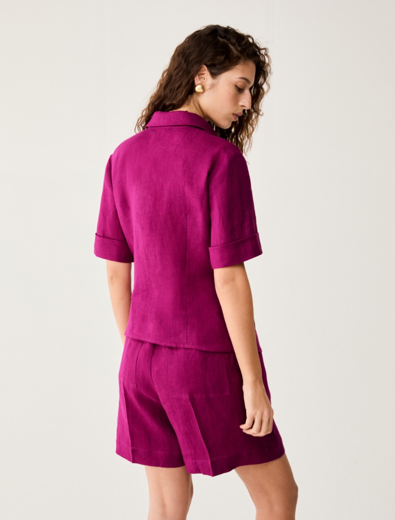 Pure linen tie-up shirt - MAGENTA - pennyblack
