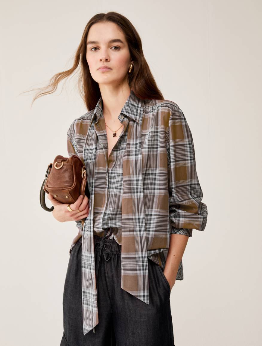 Cotton voile shirt - TOBACCO BROWN - Pennyblack