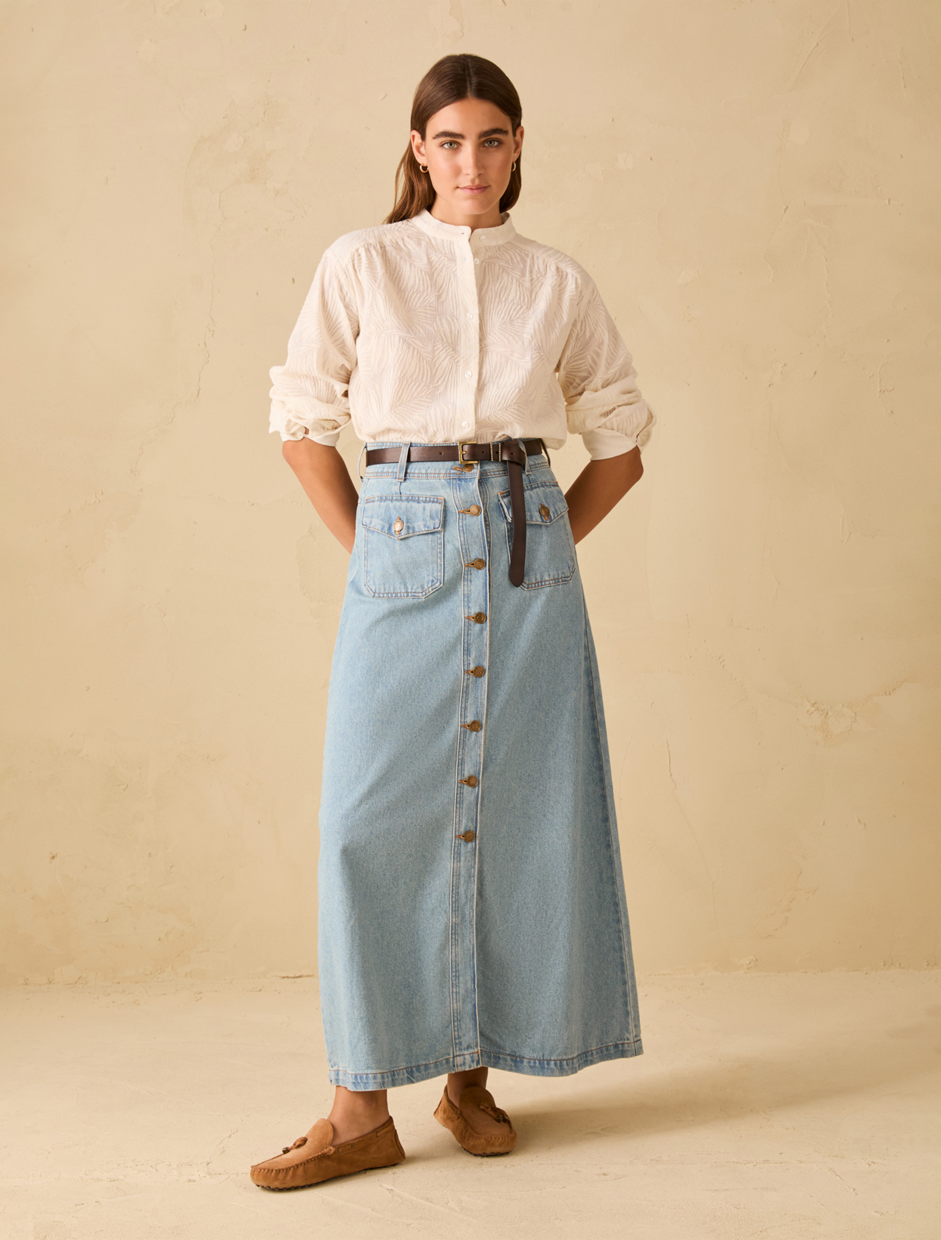 Shirt in embroidered muslin - WHITE - pennyblack