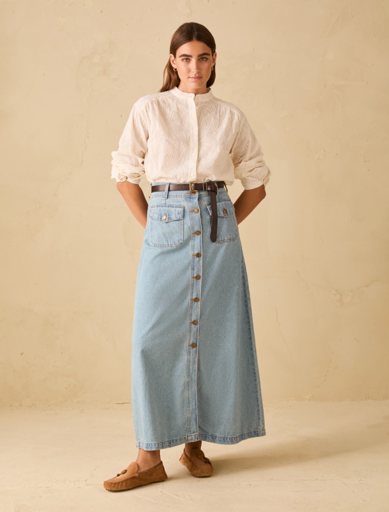 Shirt in embroidered muslin - WHITE - pennyblack