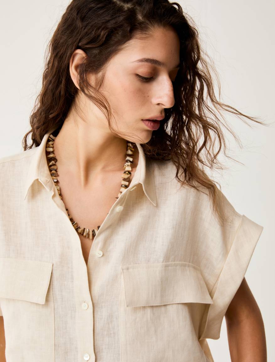 Pure linen shirt - ECRU - Pennyblack - 4