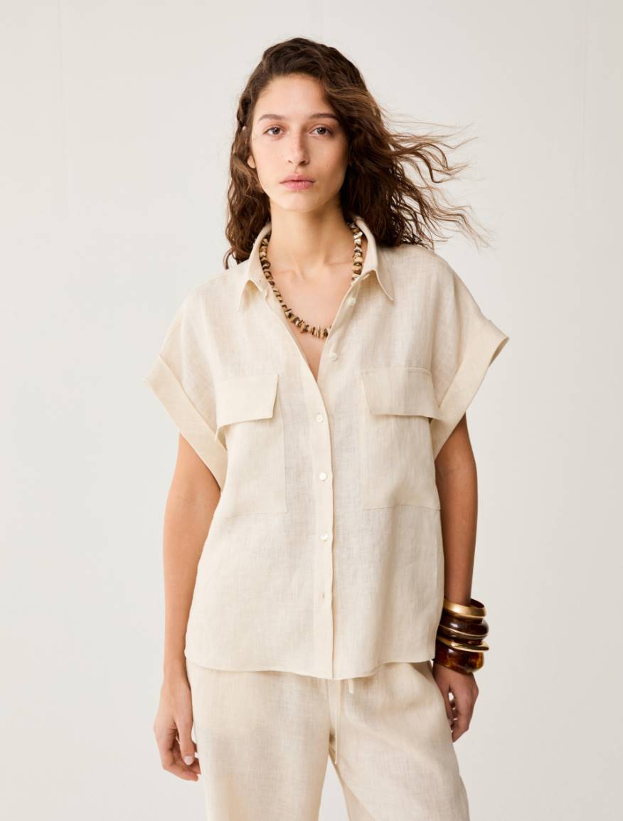 Pure linen shirt - ECRU - Pennyblack