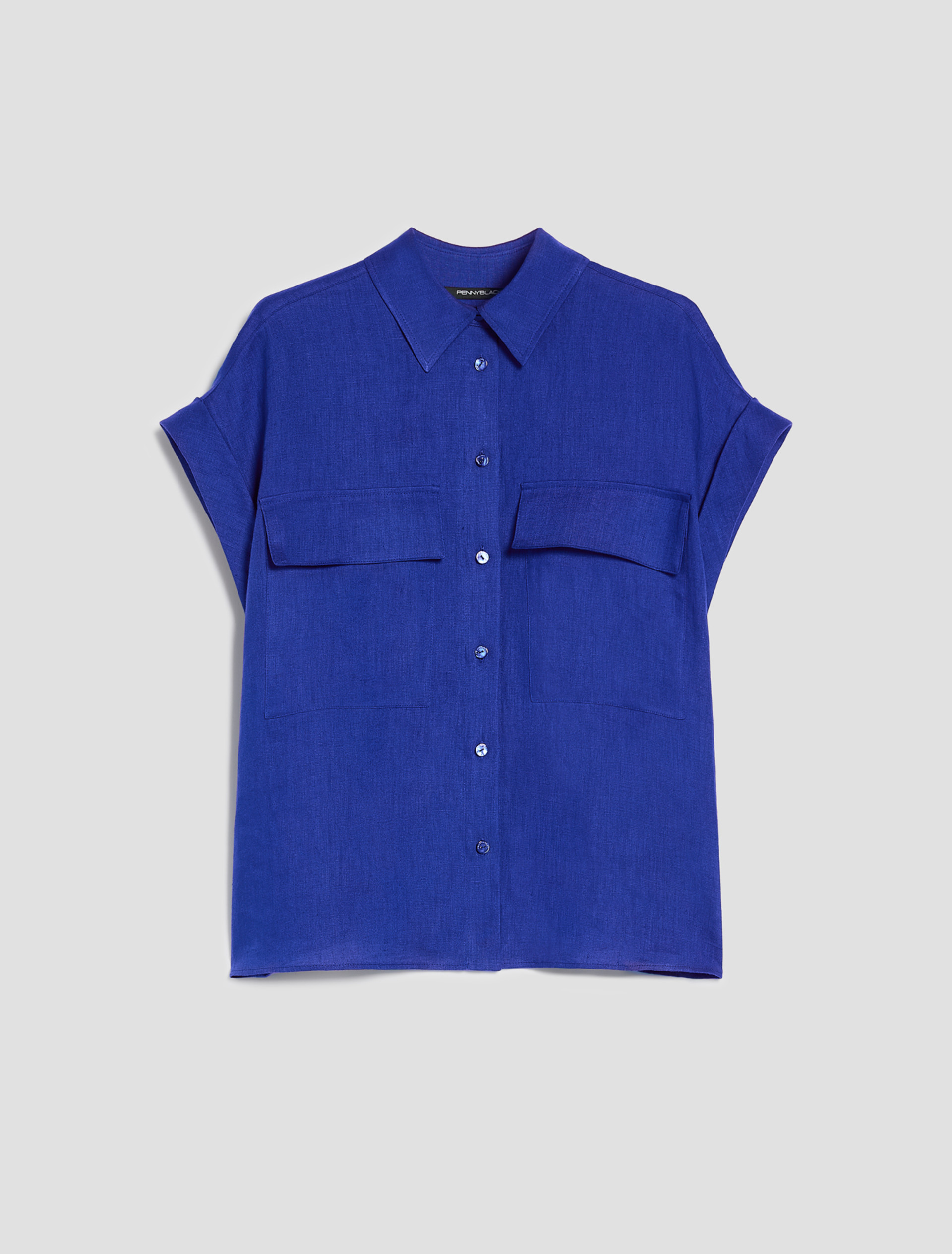 Pure linen shirt - ELECTRIC BLUE - pennyblack