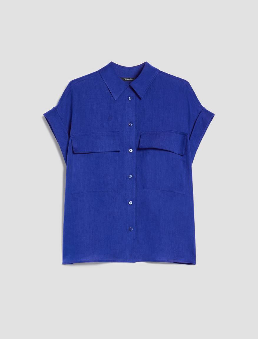Pure linen shirt - ELECTRIC BLUE - Pennyblack - 2