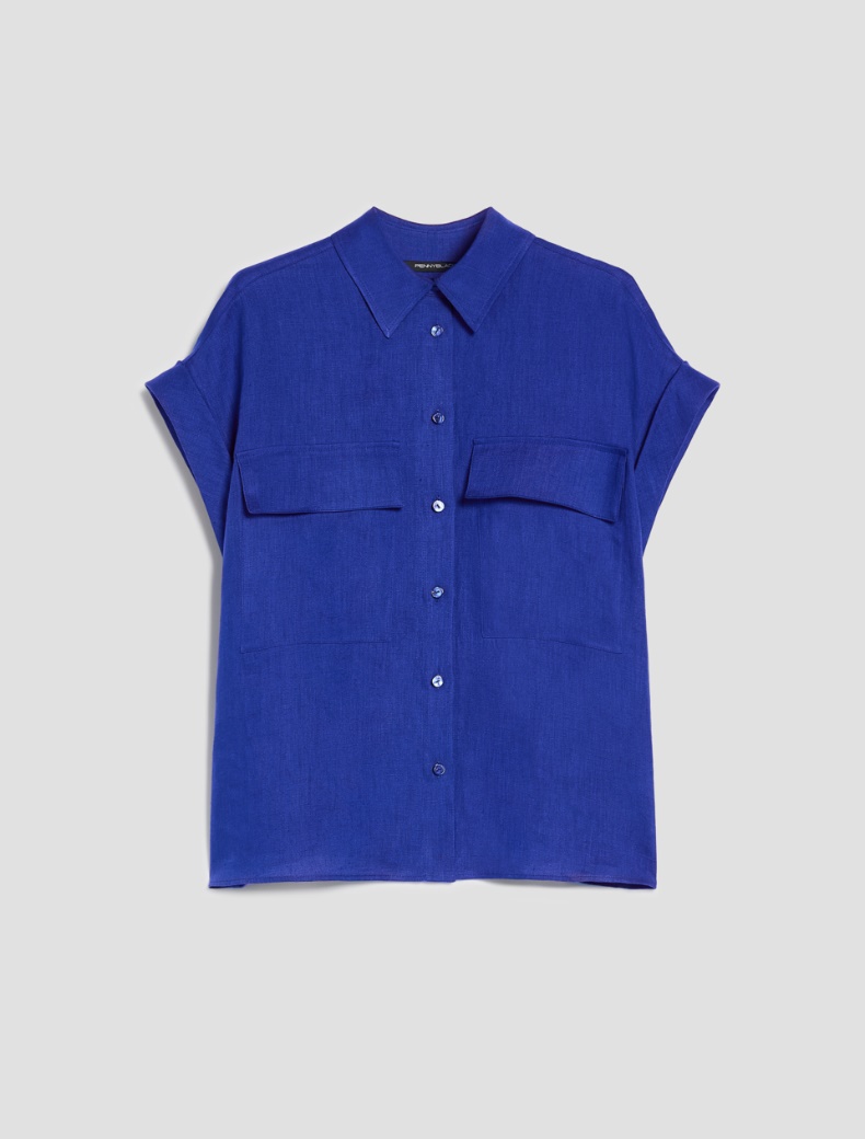 Pure linen shirt - ELECTRIC BLUE - pennyblack