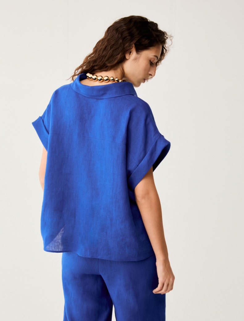 Pure linen shirt - ELECTRIC BLUE - pennyblack
