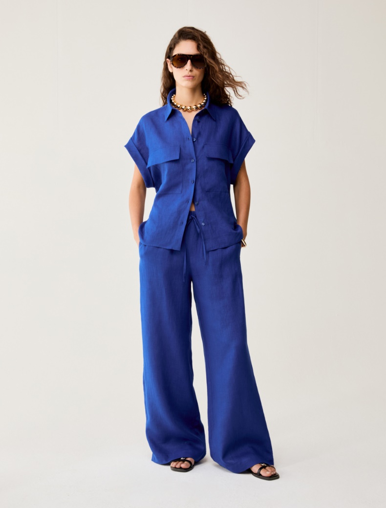 Pure linen shirt - ELECTRIC BLUE - pennyblack