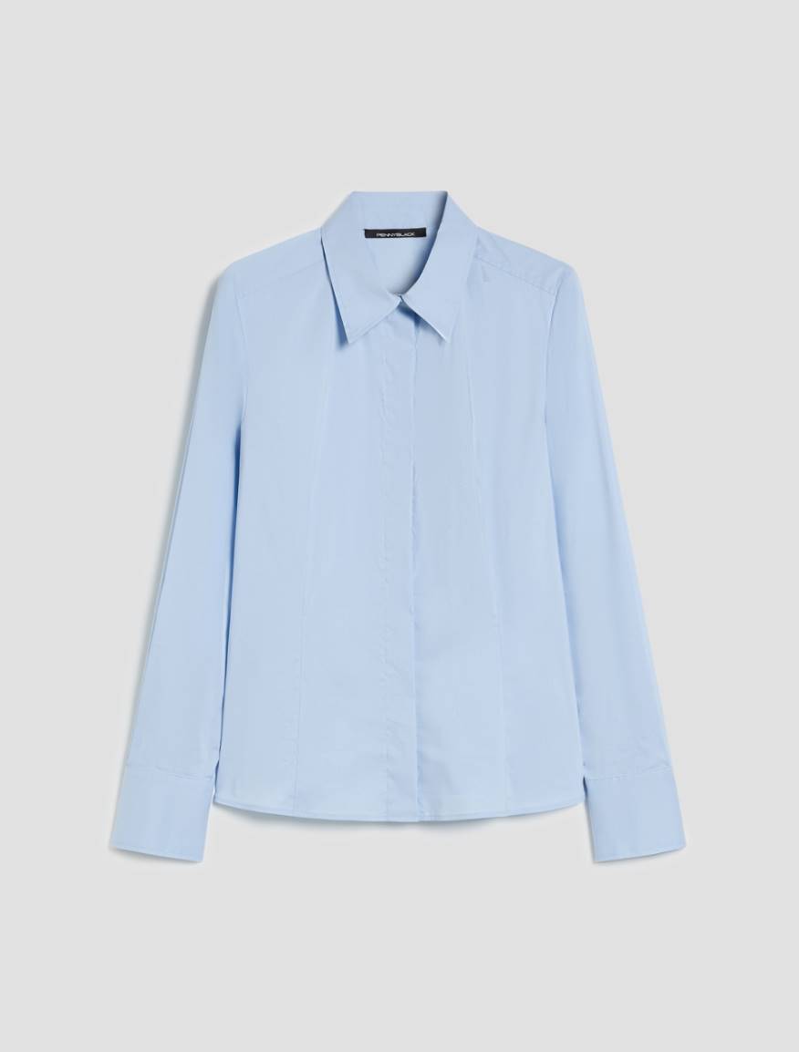 Slim poplin shirt - LIGHT BLUE - Pennyblack - 2