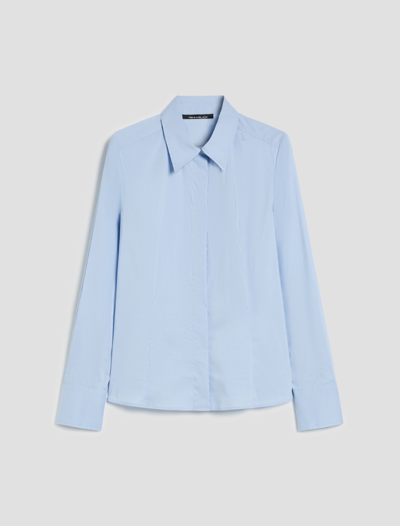 Camicia slim in popeline - AZZURRO - pennyblack