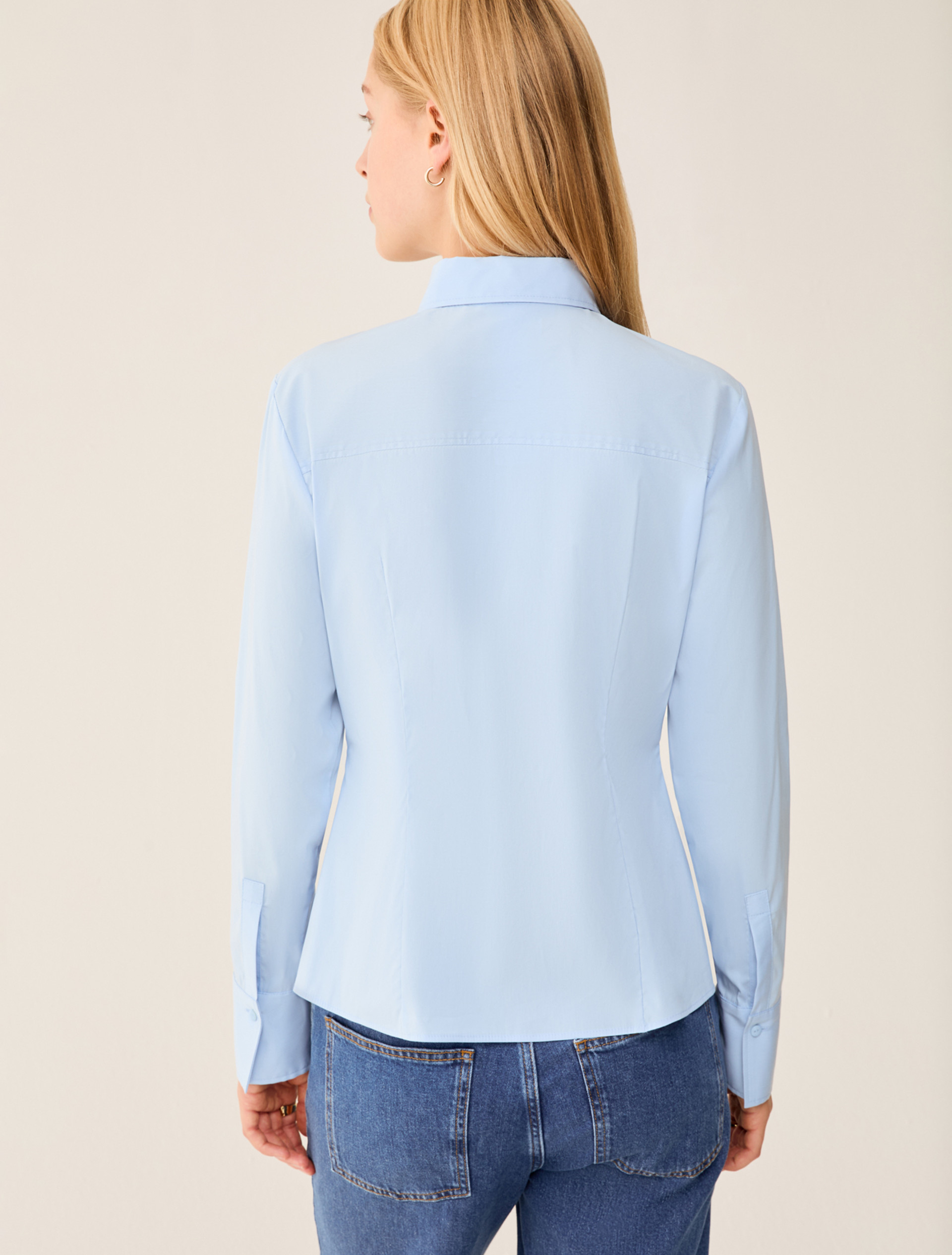 Camicia slim in popeline - AZZURRO - pennyblack