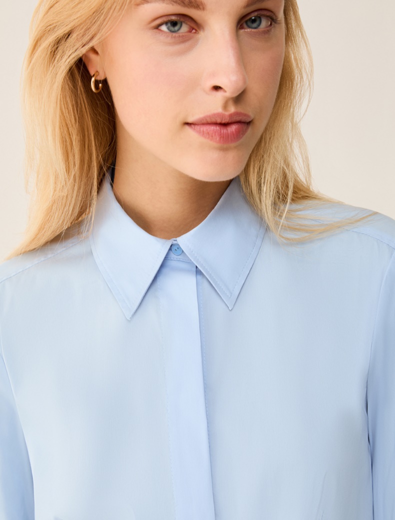 Camicia slim in popeline - AZZURRO - pennyblack