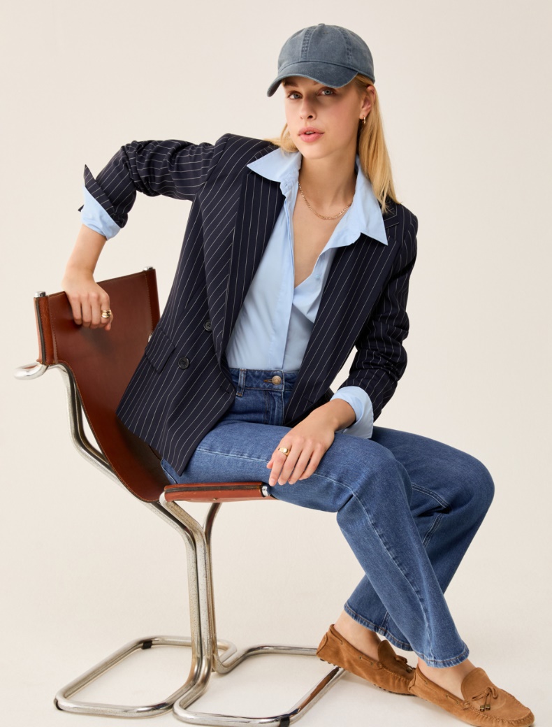 Camicia slim in popeline - AZZURRO - pennyblack