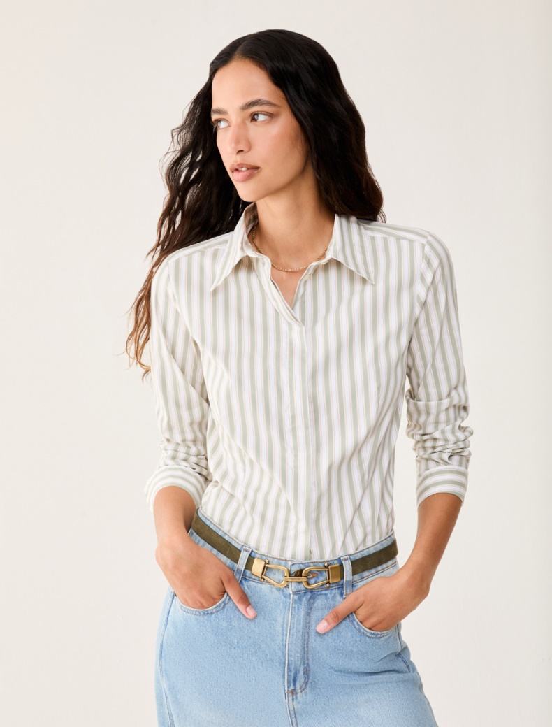 Slim poplin shirt - GREEN - pennyblack