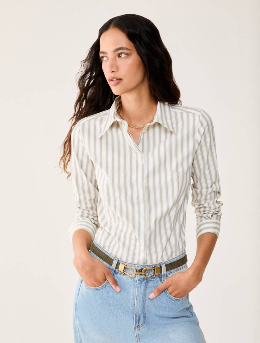Slim poplin shirt - GREEN - Pennyblack