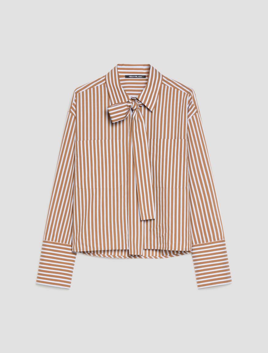 Boxy-fit poplin shirt - TOBACCO BROWN - Pennyblack - 2