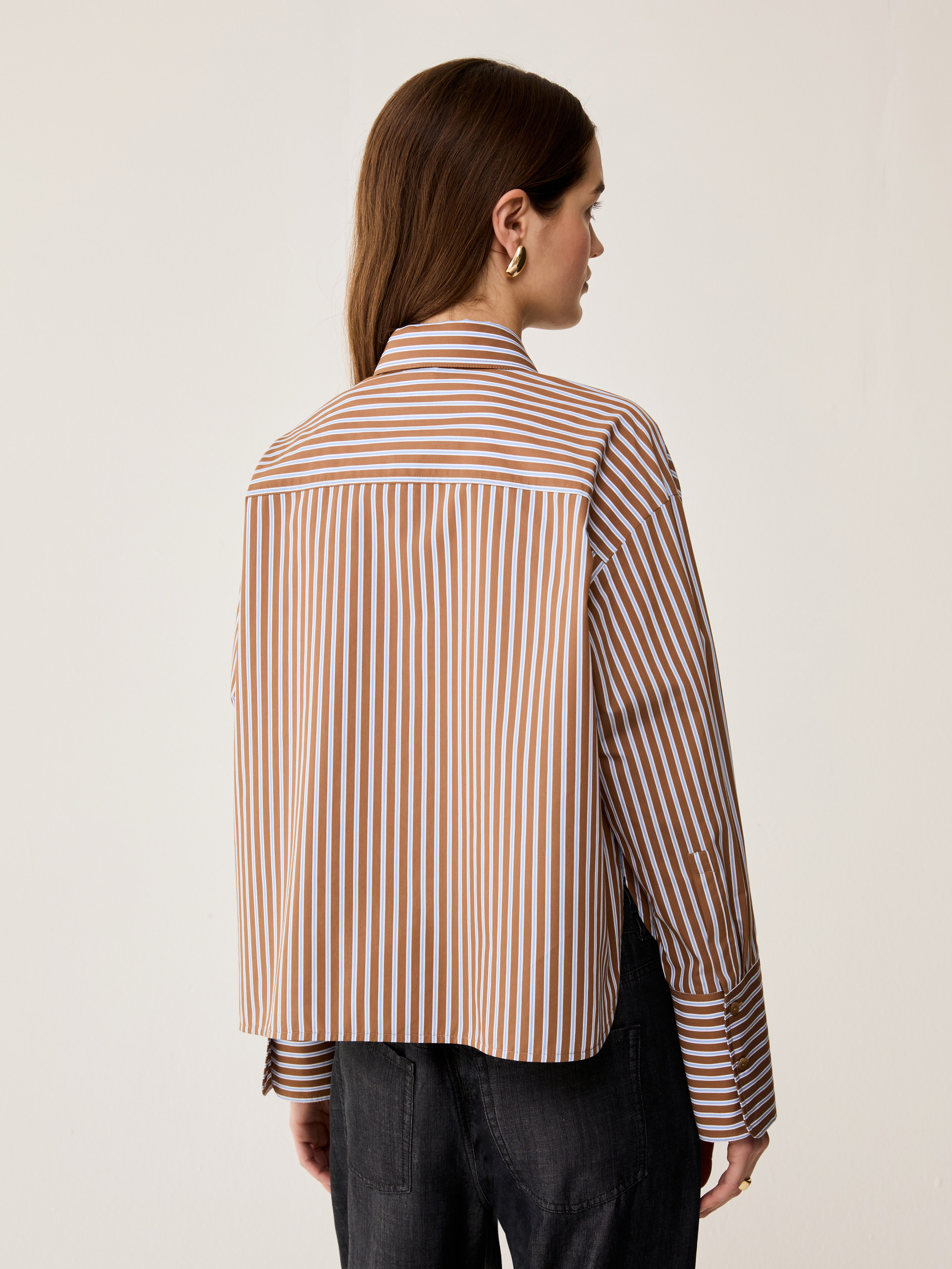 Boxy-fit poplin shirt - TOBACCO BROWN - pennyblack