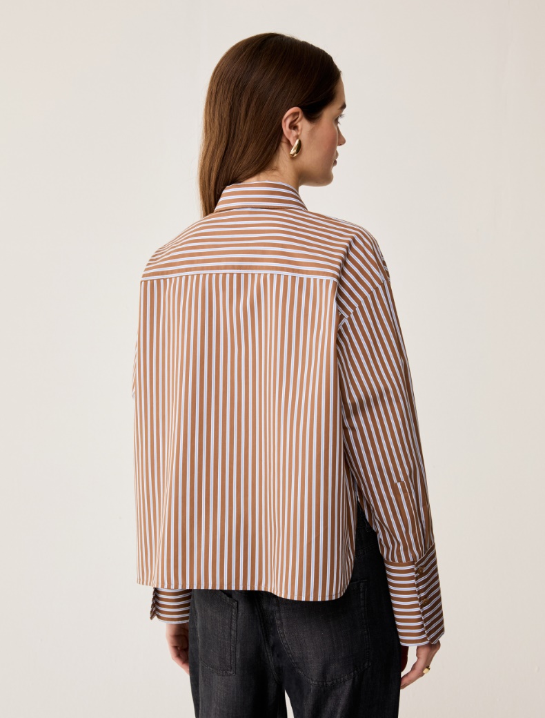 Boxy-fit poplin shirt - TOBACCO BROWN - pennyblack